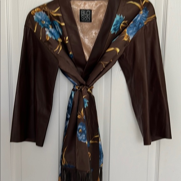 Leather trim fringe jacket cardigan - Picture 5 of 5